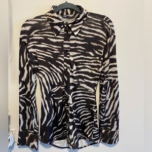 ZARA ZEBRA BLOUSE BUTTON UP